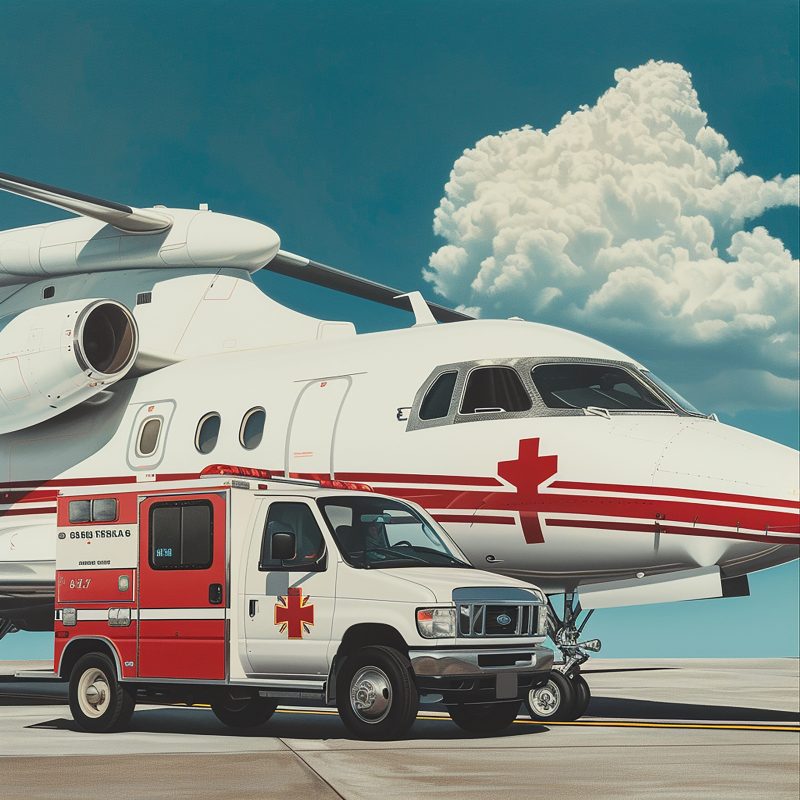 red-white-ambulance-is-parked-white-plane
